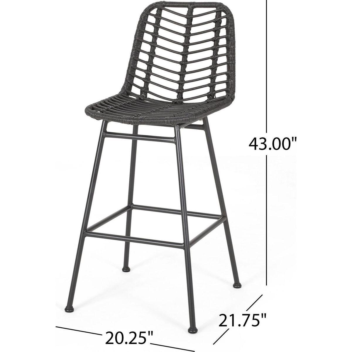 Sawtelle Outdoor Wicker Barstools (Set of 2)