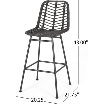 Sawtelle Outdoor Wicker Barstools (Set of 2)