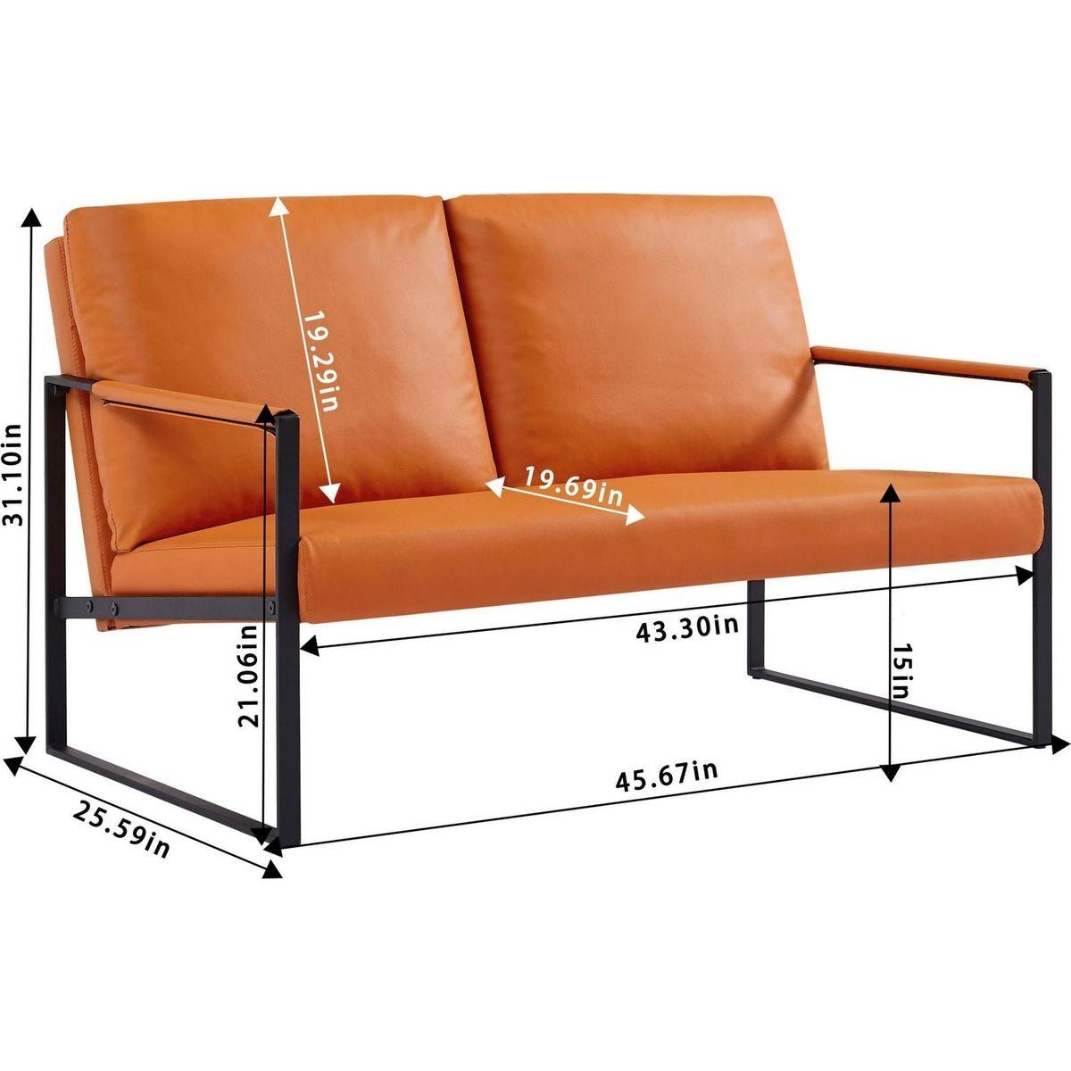 Lounge, living room, office or the reception area PVC leather accent arm chair with Extra thick padded backrest and seat cushion sofa chairs,Non-slip adsorption feet,sturdy metal frame,orange