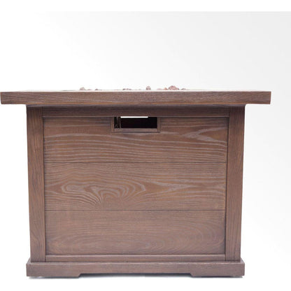 Patio Outdoor 24" H x 32" W Square Gas Burning Concrete Fire Pit Wood Pattern - Brown - 40,000 BTU