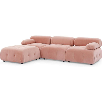 Modular Sectional Sofa, Button Tufted Designed and DIY Combination,L Shaped Couch with Reversible Ottoman, Pink Velvet