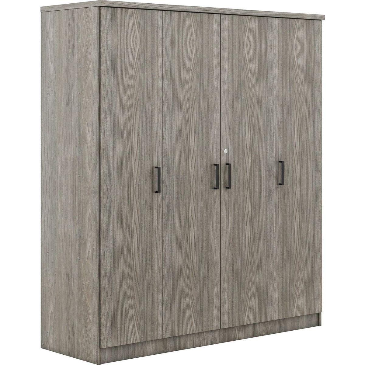 4-Door Wardrobe with 1 Drawer, Gray