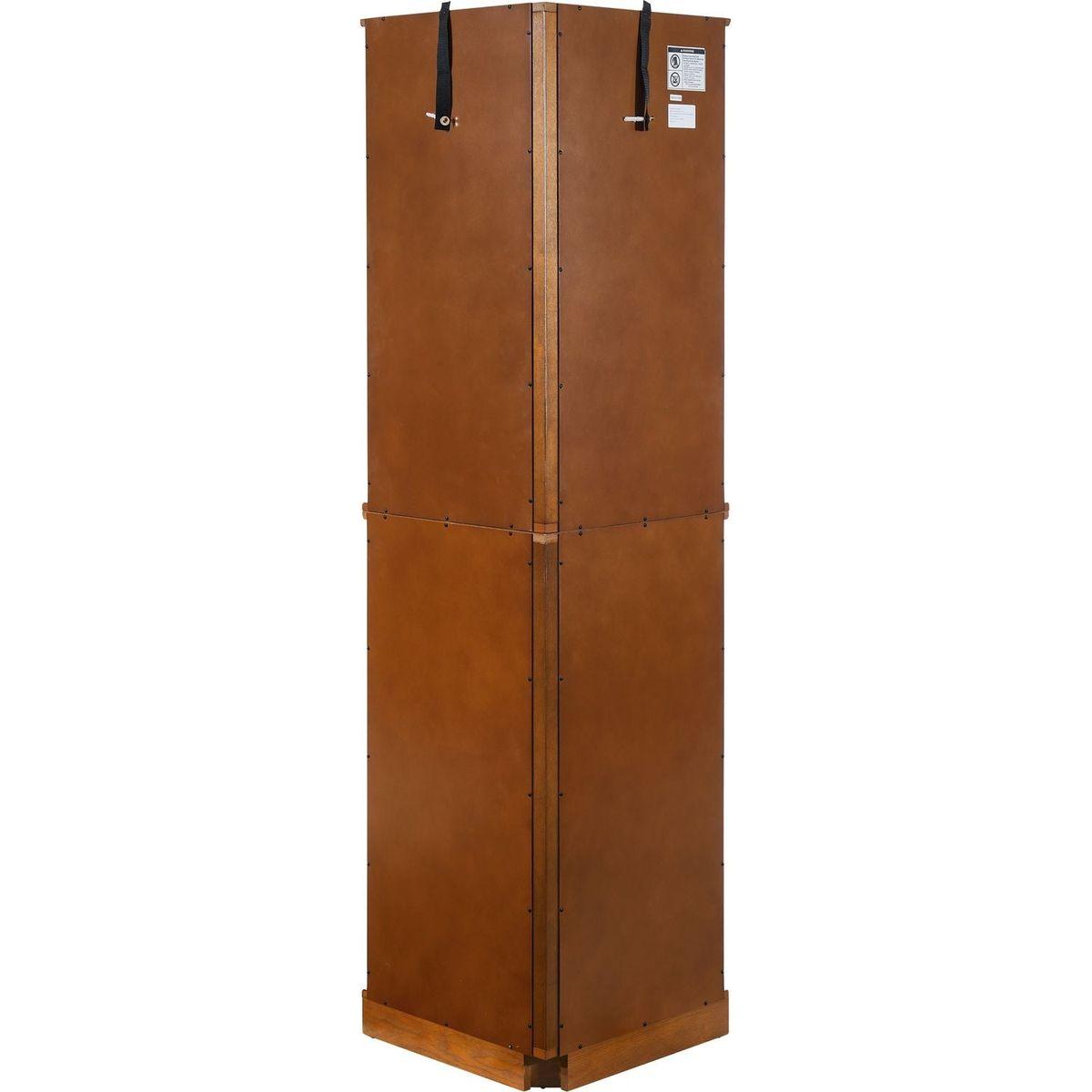 6 Shelf Corner Curio Display Cabinet with Lights, Mirrors and Adjustable Shelves, Oak