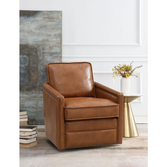 Rocha Accent Chair w/Swivel, Brown Leather Aire AC01886