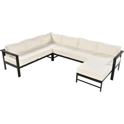 U-shaped multi-person outdoor sofa set, suitable for gardens, backyards, and balconies.