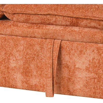 82.67"Convertible Sofa Bed Sectional Sofa Sleeper L-shaped Sofa with a Storage Ottoman,Two Pillows, Two Power Sockets and Two USB Ports for Living Room, Orange