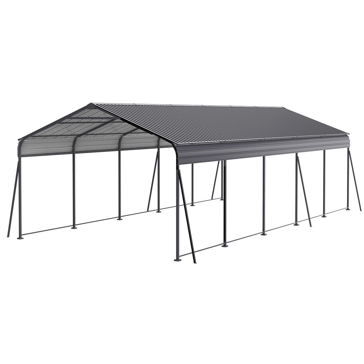 Metal Carport 13 × 26.5 ft Heavy Duty with Galvanized Steel Roof, Metal Garage Canopy with Galvanized Steel Roof & Frame, Car Tent Outdoor Storage Shed for Car, Boats and Truck - Gray