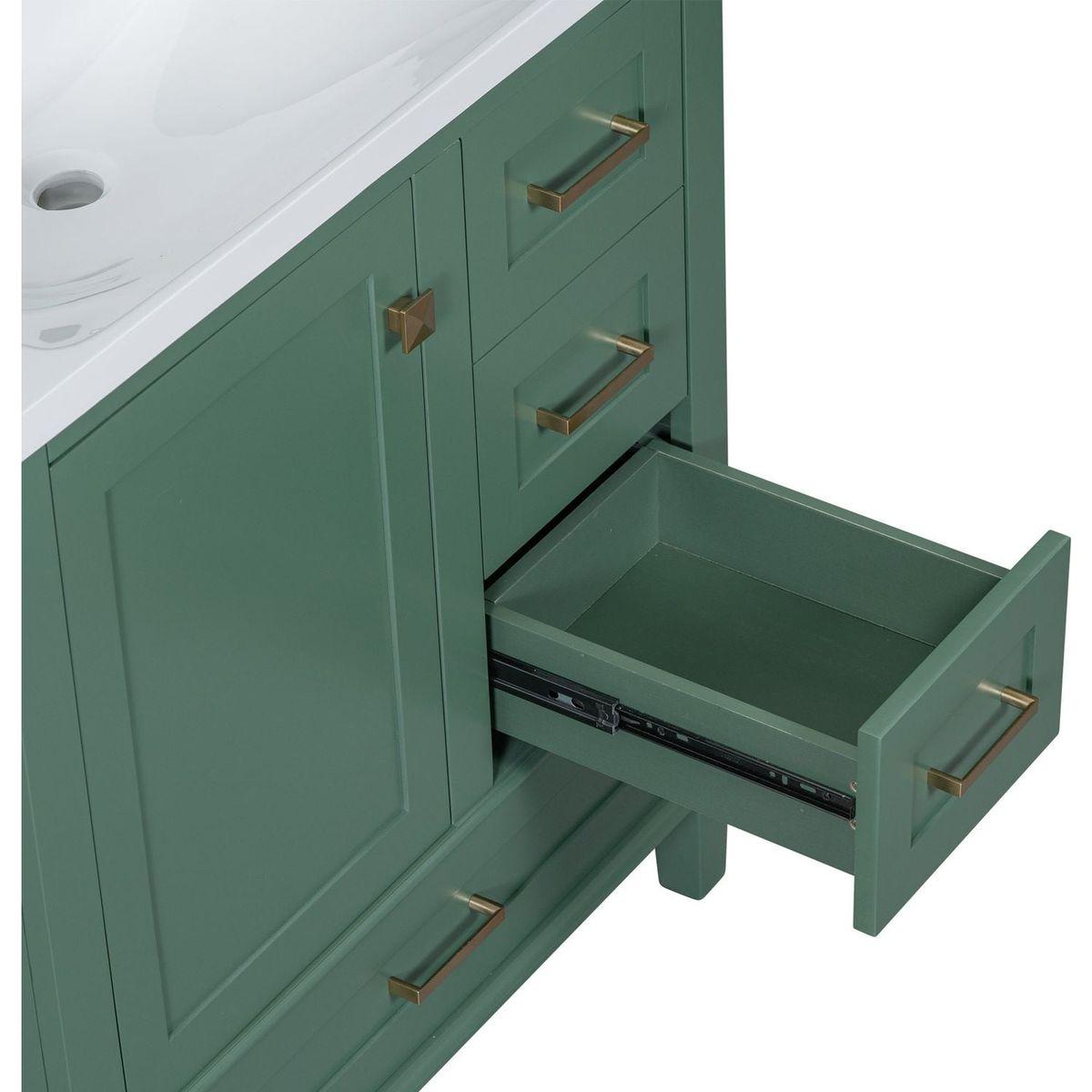 30" Bathroom Vanity in Green, Modern Bathroom Cabinet with Sink Combo Set, Bathroom Storage Cabinet with a Soft Closing Door and 3 Drawers, Solid Wood Frame