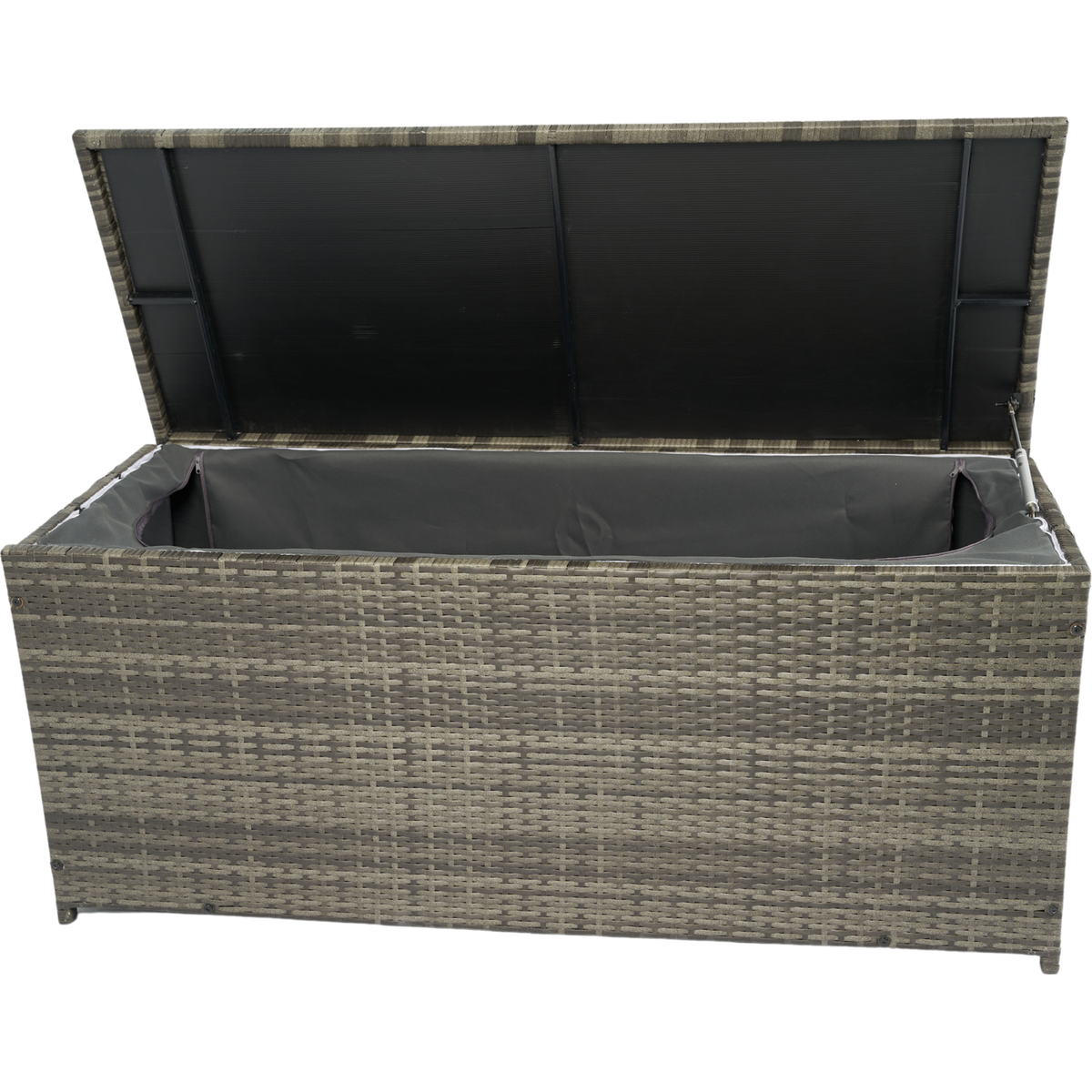 Outdoor Storage Box, 113 Gallon Wicker Patio Deck Boxes with Lid, Outdoor Cushion Storage for Kids Toys, Pillows, Towel Grey Wicker