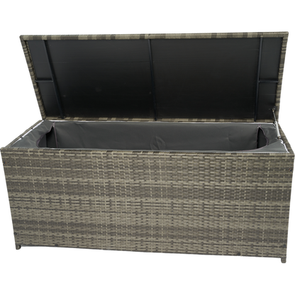 Outdoor Storage Box, 113 Gallon Wicker Patio Deck Boxes with Lid, Outdoor Cushion Storage for Kids Toys, Pillows, Towel Grey Wicker