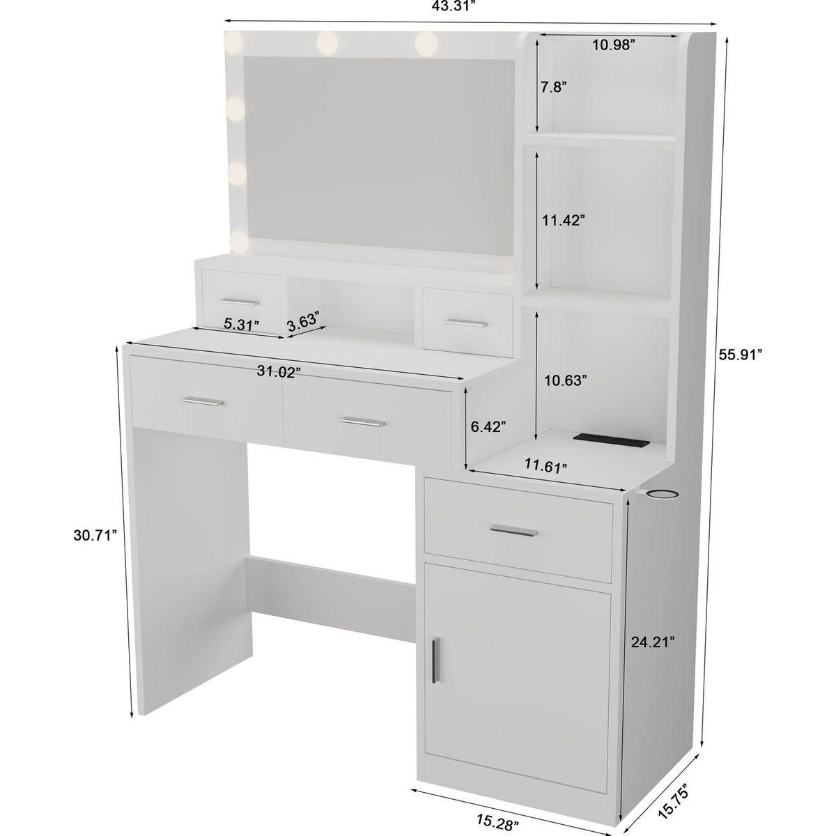 Newly designed smart mirror dressing table with drawers and storage cabinet, dressing table with dressing pad for bedroom, dressing room