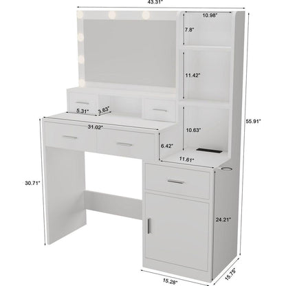 Newly designed smart mirror dressing table with drawers and storage cabinet, dressing table with dressing pad for bedroom, dressing room