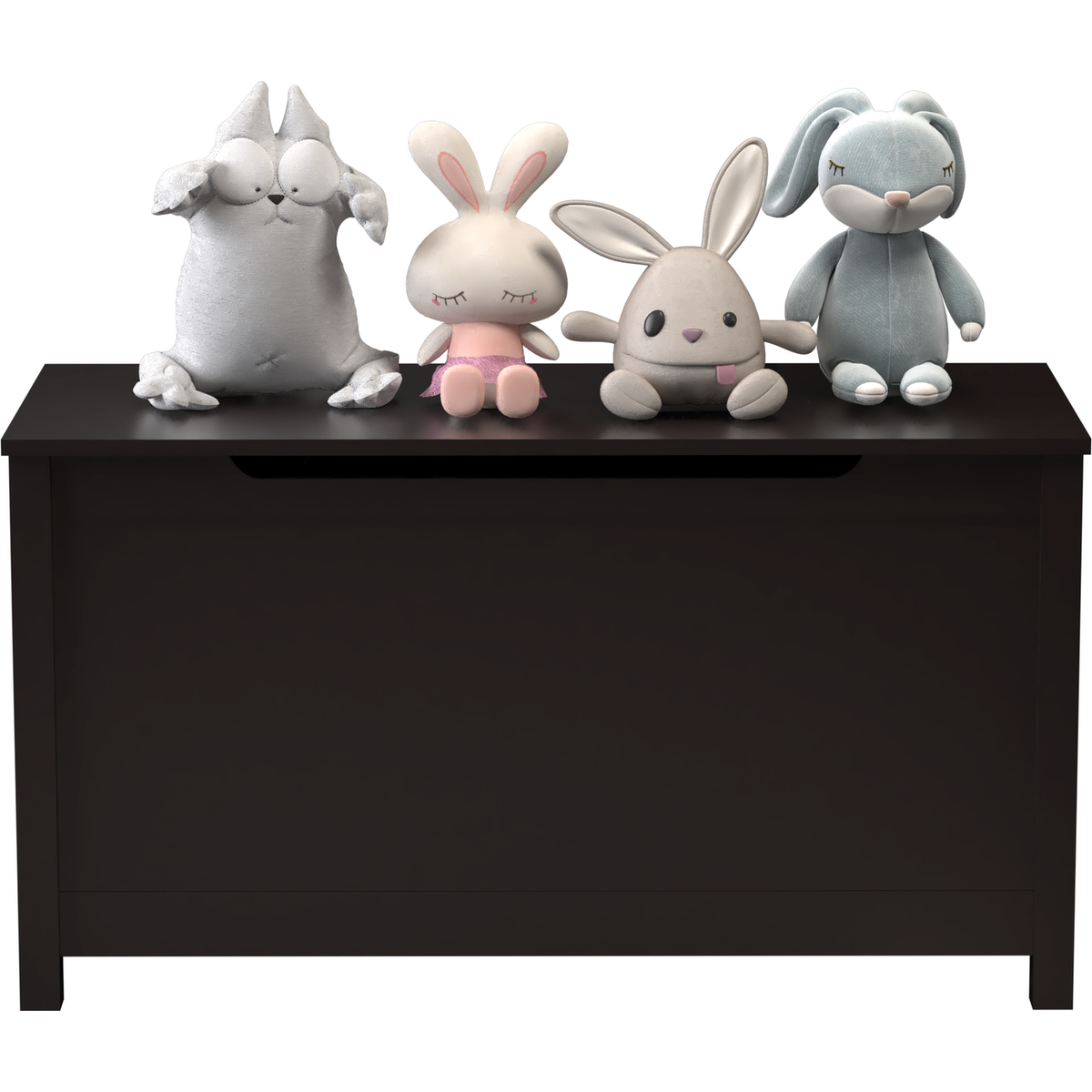 Kids Wooden Toy Box Storage with Safety Hinged Lid for Ages 3+ (Dark Brown)