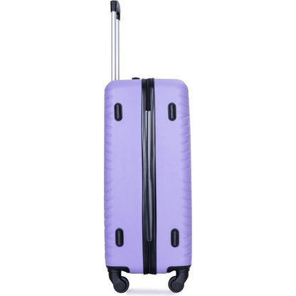 luggage 4-piece ABS lightweight suitcase with rotating wheels, 24 inch and 28 inch with TSA lock, (16/20/24/28) LIGHT PURPLE