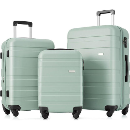 Luggage Sets New Model Expandable ABS Hardshell 3pcs Clearance Luggage Hardside Lightweight Durable Suitcase sets Spinner Wheels Suitcase with TSA Lock 20"24"28"(Green)