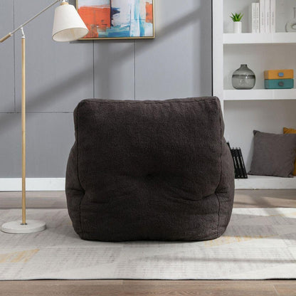 Soft Teddy Fabric Tufted Foam Bean Bag Chair With Teddy Fabric Dark Gray
