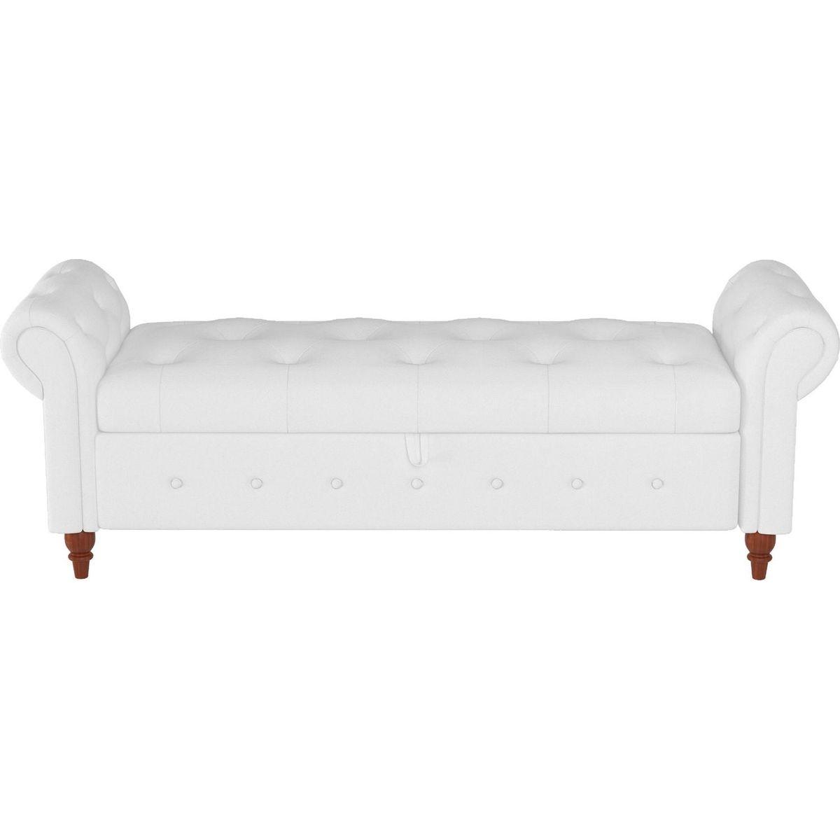 63" Bed Bench Cream White Fabric