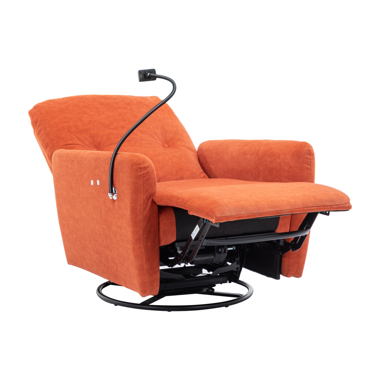 270 Degree Swivel Electric Recliner Home Theater Seating Single Reclining Sofa Rocking Motion Recliner with a Phone Holder for Living Room, Orange