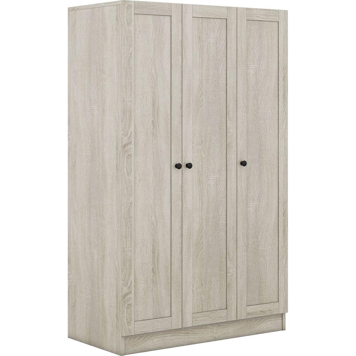 3-Door Shutter Wardrobe with shelves, Gray