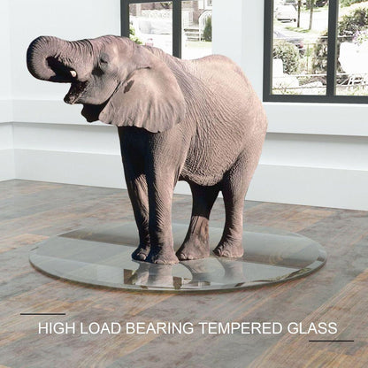 38.6" Inch Round Tempered Glass Table Top Clear Glass 2/5" Inch Thick Beveled Polished Edge
