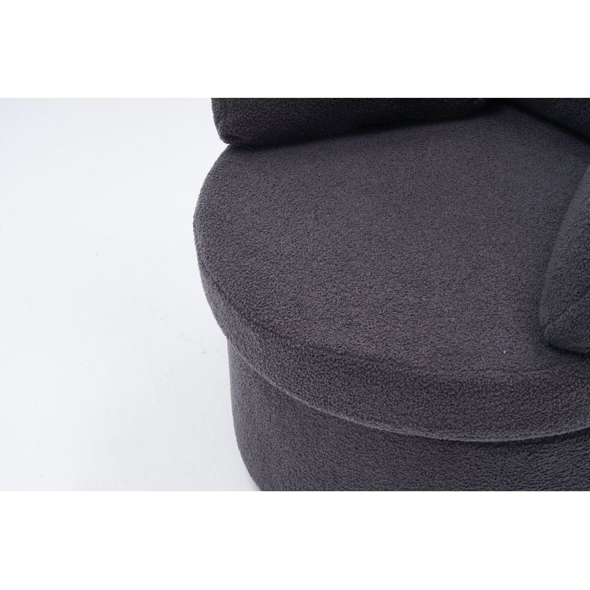 Teddy Fabric Swivel And Storage Chair With Back Cushion For Living Room,Dark Gray
