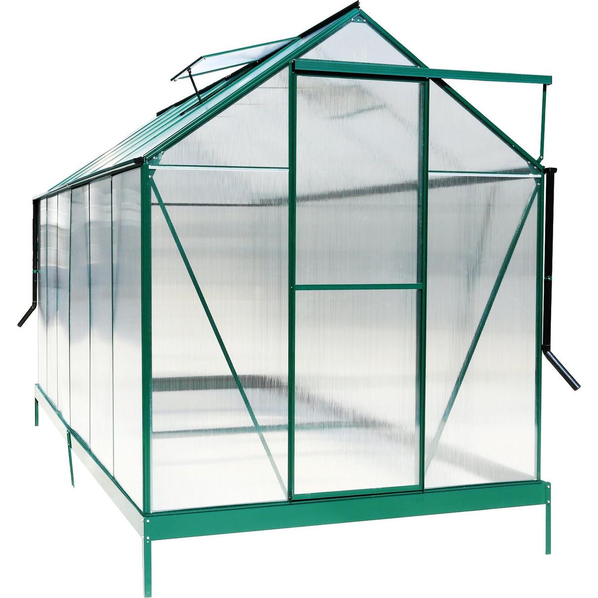 6.3'x12.2'x7' Polycarbonate Greenhouse, Heavy Duty Outdoor Aluminum Walk-in Green House Kit with Rain Gutter, Vent and Door for Backyard Garden, color green