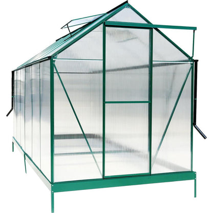 6.3'x12.2'x7' Polycarbonate Greenhouse, Heavy Duty Outdoor Aluminum Walk-in Green House Kit with Rain Gutter, Vent and Door for Backyard Garden, color green