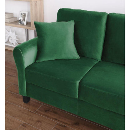 Modern Velvet Couch with 2 Pillow, 78 Inch Width Living Room Furniture, 3 Seater Sofa with Plastic Legs