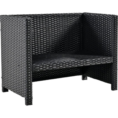 Spa Surround Spa Frame Quadrilateral Outdoor Rattan Sectional Sofa Set with Mini Sofa,Wooden Seats and Storage Spaces, Beige