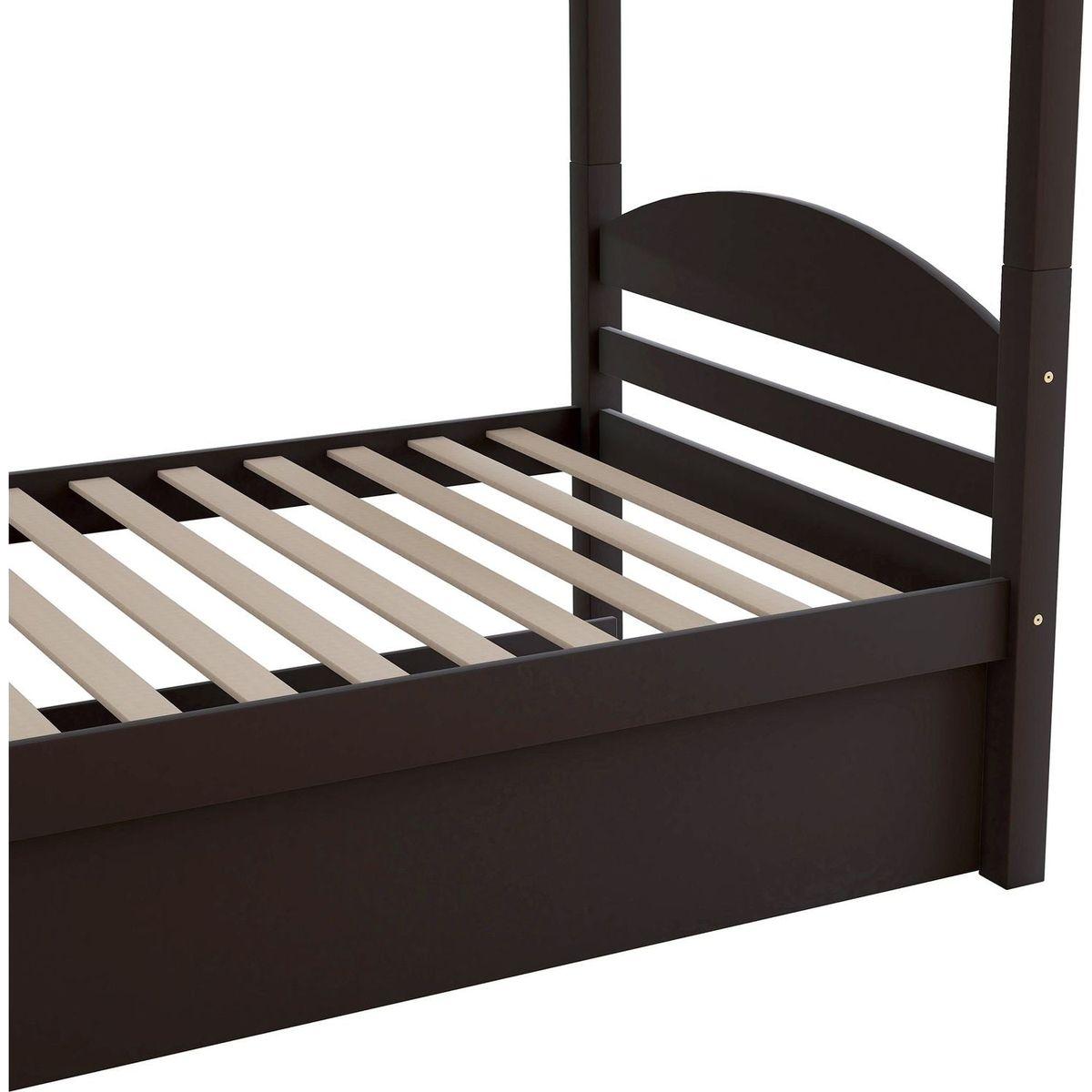 Twin L-Shaped Bunk bed with Trundle-Espresso{O
