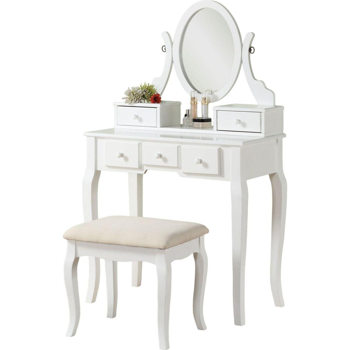 Ashley Wood Make-Up Vanity Table and Stool Set, White