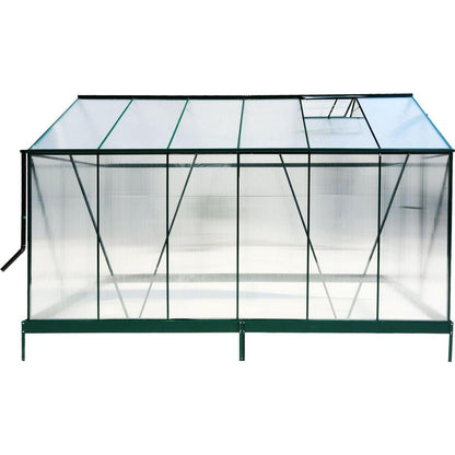 6.3'x12.2'x7' Polycarbonate Greenhouse, Heavy Duty Outdoor Aluminum Walk-in Green House Kit with Rain Gutter, Vent and Door for Backyard Garden, color green