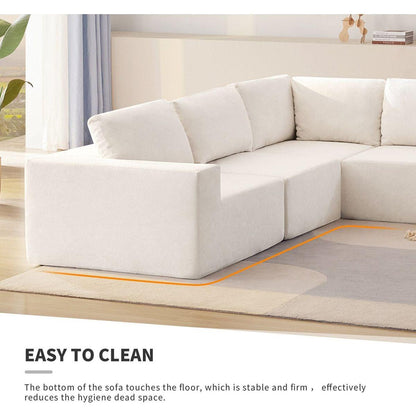 116x116" Modular L Shaped Sectional Sofa,Luxury Floor Couch Set,Upholstered Indoor Furniture,Foam-Filled Sleeper Sofa Bed for Living Room,Bedroom,5 PC Free Combination,3 Colors