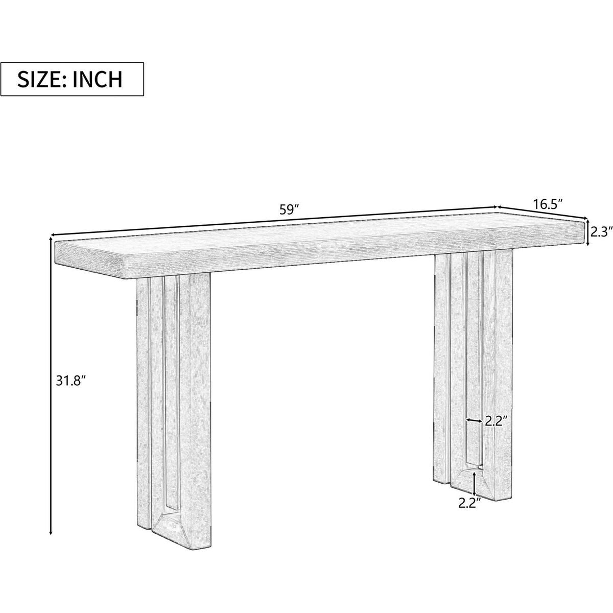 Uniquely Designed Oak Veneer Console Table with Distinctive Side Shapes, Suitable for Entryway, Hallway, Living Room, Foyer, Corridor