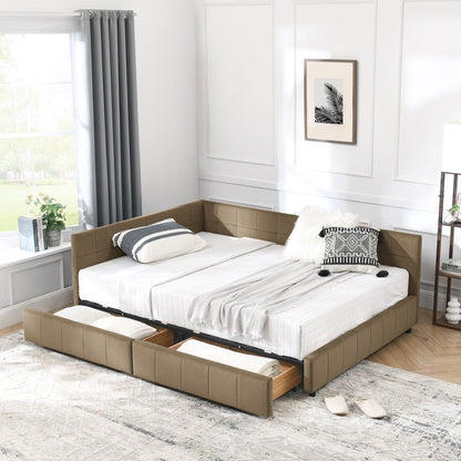 Full Size Storage Upholstered Tufted Bed Frame, Sofa Bed Frame with Comfortable Backrest and Armrests, Full Size Bed for Bedroom, Living Room,Velvet, BROWN(80.5''*59''*29.5'')