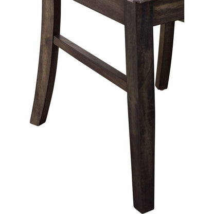 Almeta Solid Wood Slat Back Upholstered Dining Chairs, Set of 2 -Dark Umber Brown Finish