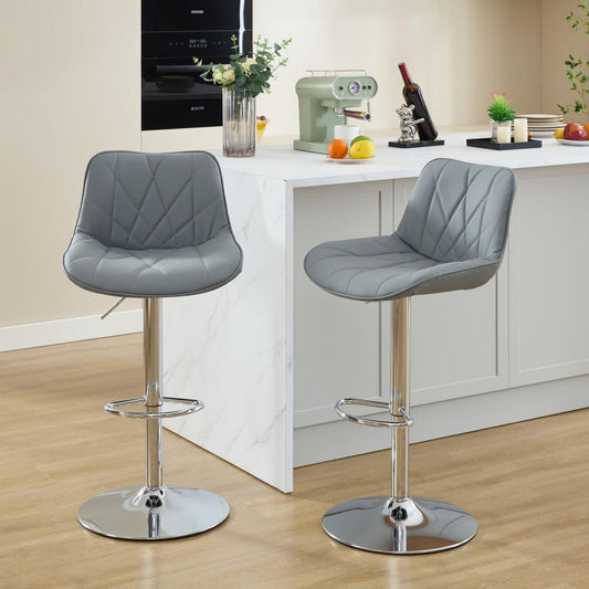 Counter Height Bar Stools Kitchen Island Barstools Adjustable Swivel Counter Stool Bar Height Island Chairs with Back,Set of 2,Gray