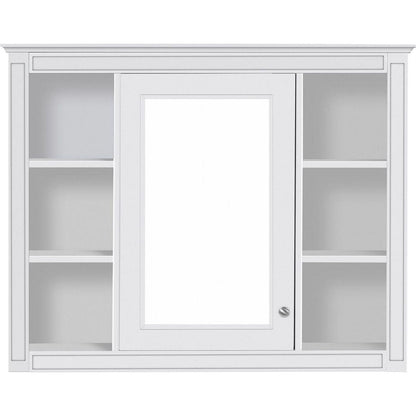 35" x 27.5" Medicine Cabinet, Wall Mounted Bathroom Storage Cabinet, Modern Bathroom Wall Cabinet with Mirror, Mirror Cabinet with 6 Open Shelves (Not Include Bathroom Vanity)