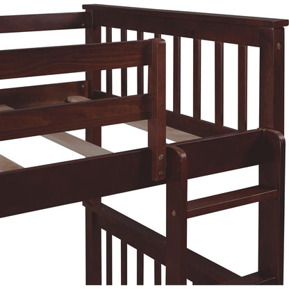 Twin-Over-Twin Bunk Bed with Ladders and Two Storage Drawers (Espresso)