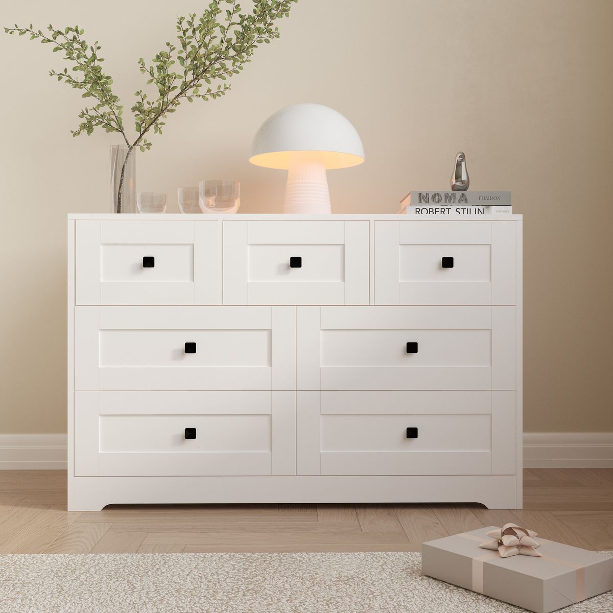 Chest Of Drawer with 7 drawers white color farm door