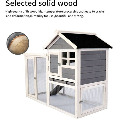 Deluxe Wooden Chicken Coop Hen House Rabbit Wood Hutch Poultry Cage Habitat