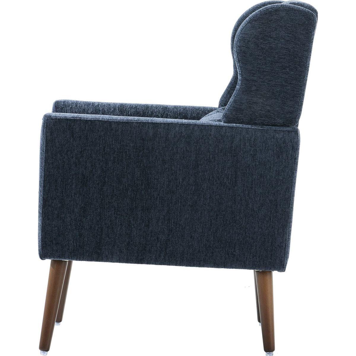 Modern Accent Chair Upholstered Foam Filled Living Room Chairs Comfy Reading Chair Mid Century Modern Chair with Chenille Fabric Lounge Arm Chairs Armchair for Living Room Bedroom (Dark Blue)