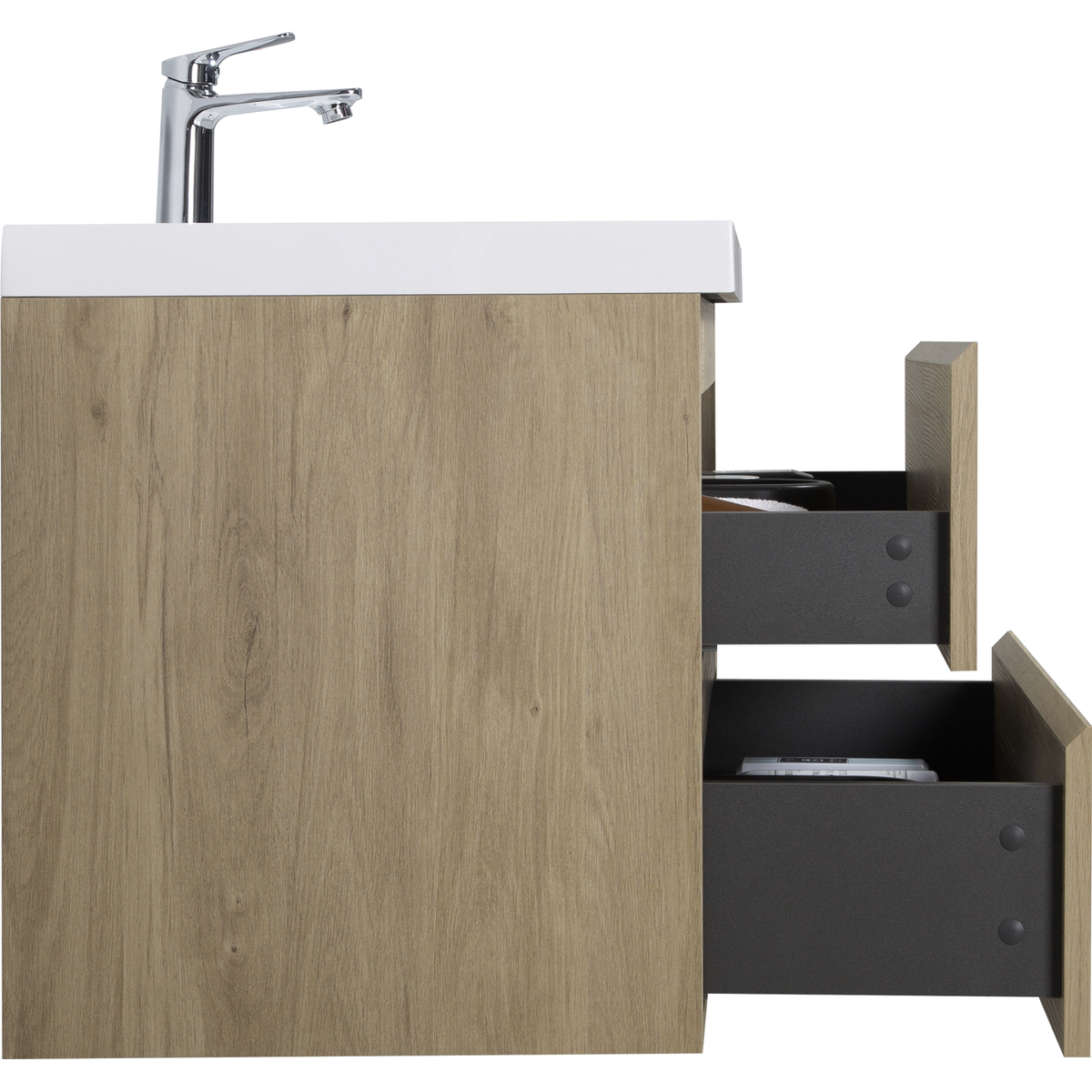 36" Floating Bathroom Vanity with Sink, Modern Wall-Mounted Bathroom Storage Vanity Cabinet with Resin Top Basin and Soft Close Drawers, Natural Oak