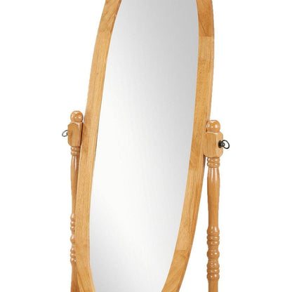 Traditional Queen Anna Style Wood Floor Cheval Mirror, Oak Finish - Streamdale Furniture