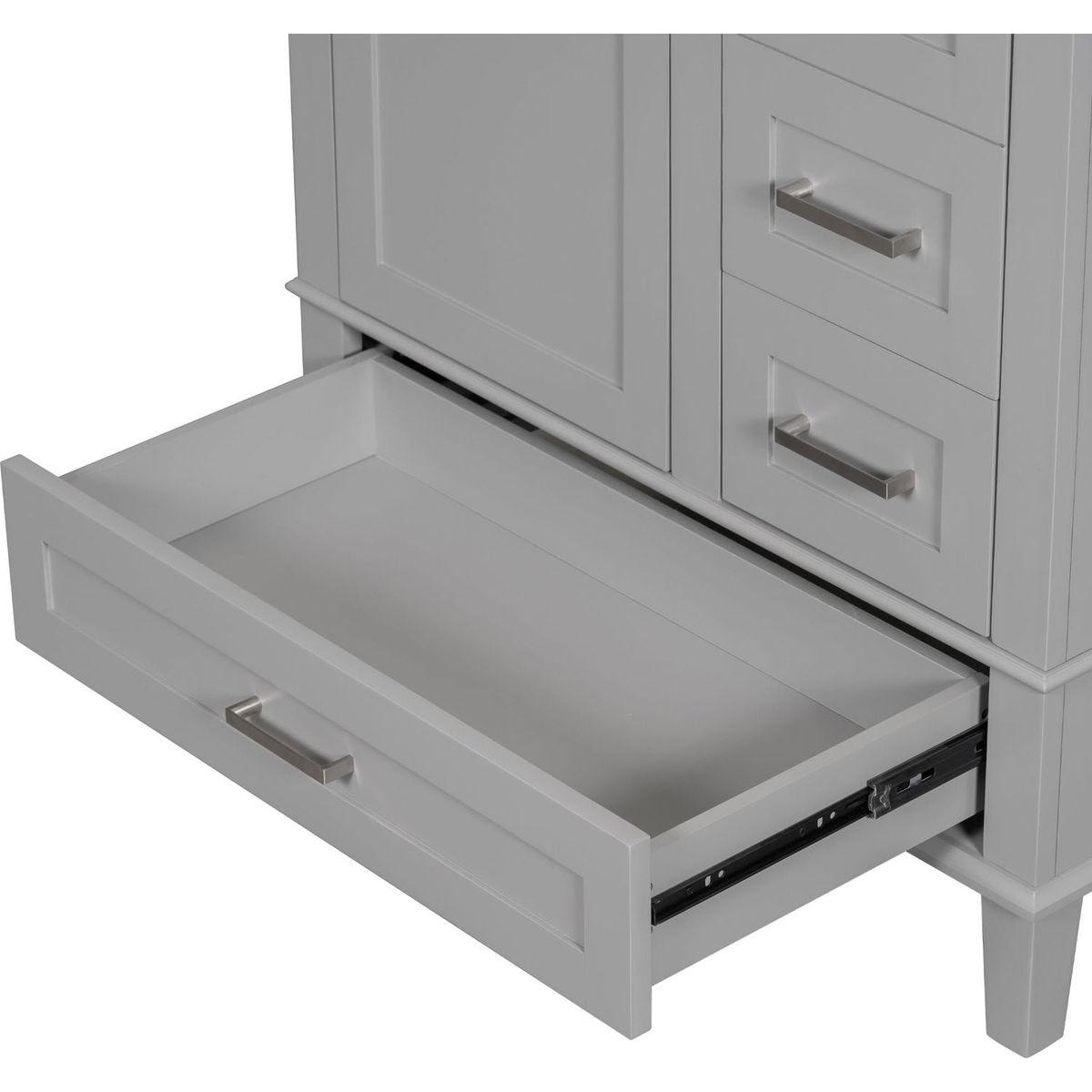 30" Bathroom Vanity, Modern Bathroom Cabinet with Sink Combo Set, Bathroom Storage Cabinet with a Soft Closing Door and 3 Drawers, Solid Wood Frame(Grey)