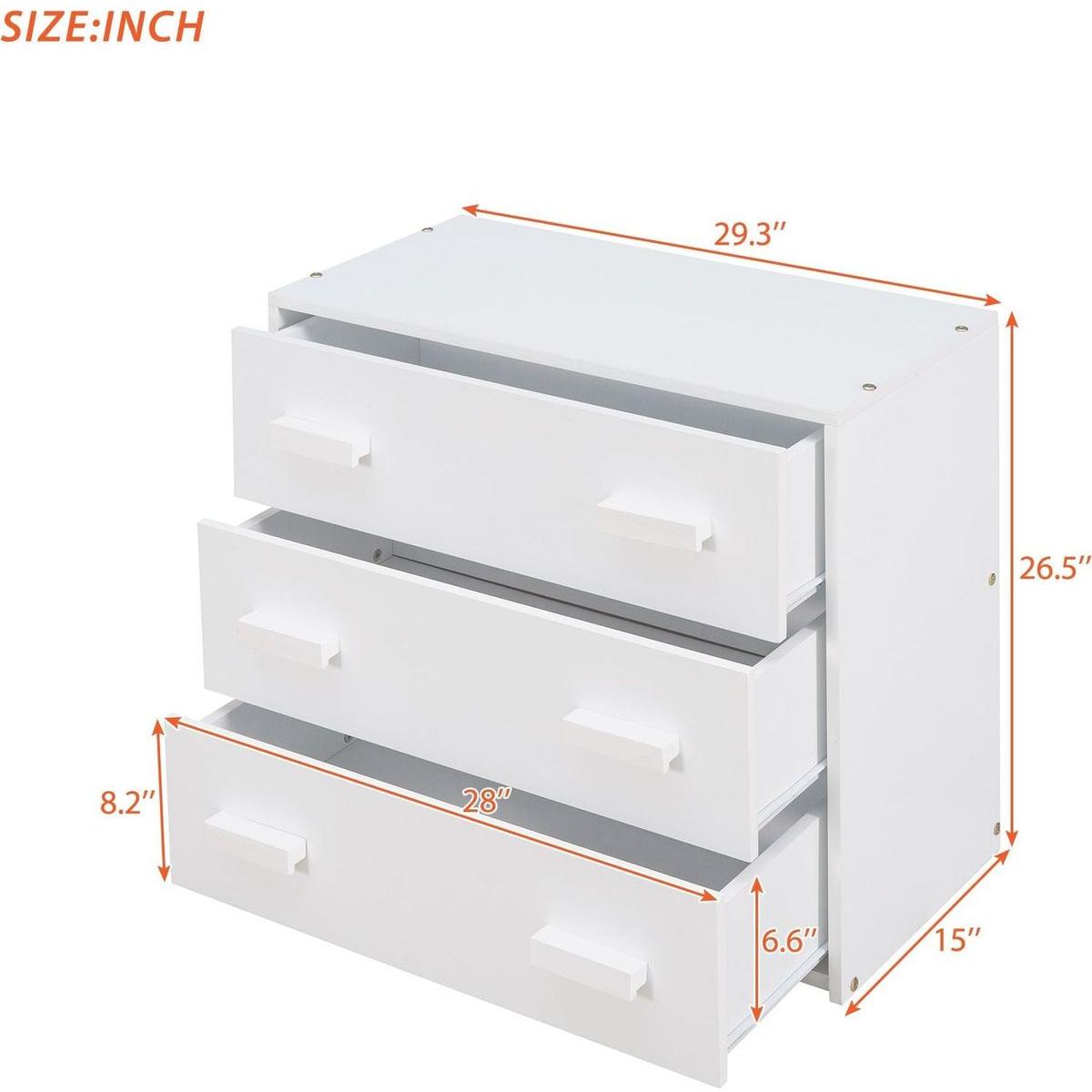 Twin Size Loft Bed with Cabinet and Shelf - White