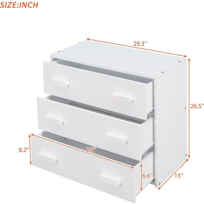 Twin Size Loft Bed with Cabinet and Shelf - White