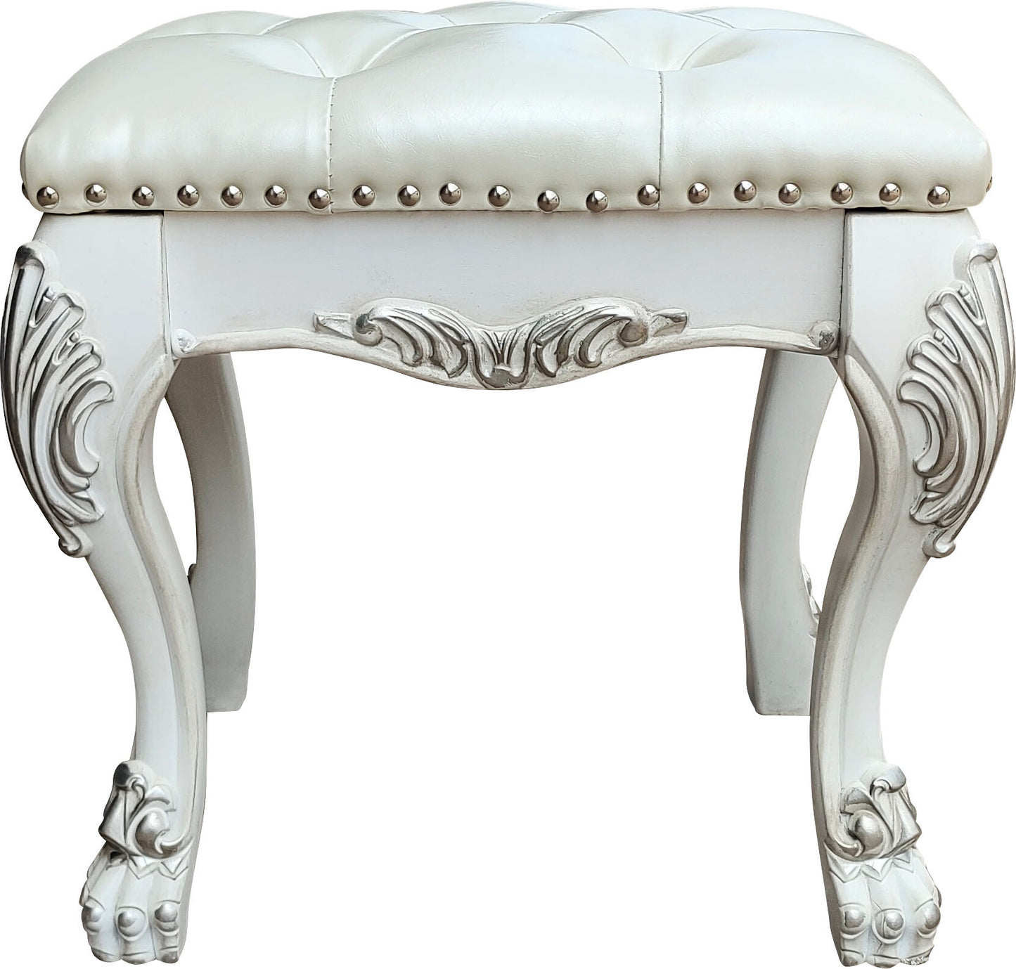 Dresden Vanity Stool in PU & Bone White Finish