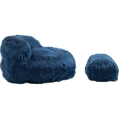 Bean Bag Chair Faux fur Lazy Sofa /Footstool Durable Comfort Lounger High Back Bean Bag Chair Couch for Adults and Kids, Indoor