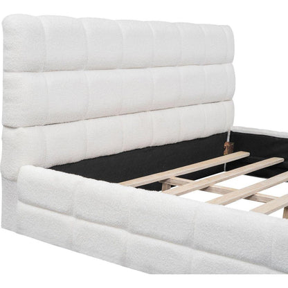 Queen Size Upholstered Platform Bed, White